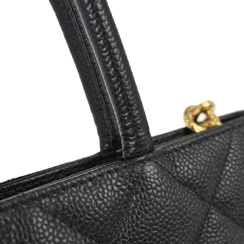 Chanel Medallion Quilted Caviar Black Leather Bag