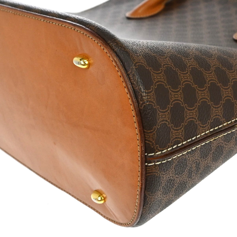 Celine Macadam Leather Brown Canvas Bag