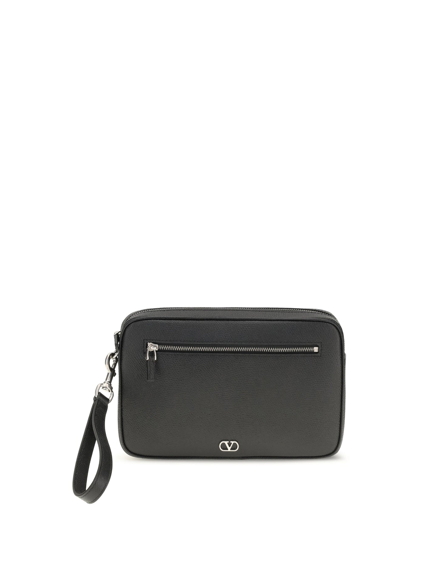 Valentino Garavani Clutch — Black Calf Leather Bos Taurus