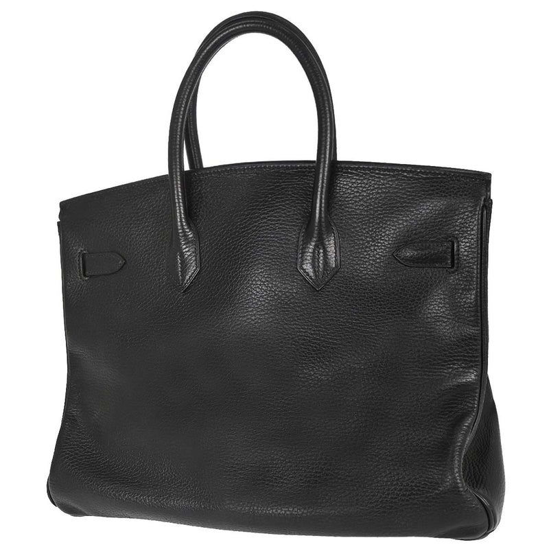 Hermes Birkin Black Clemence With Gold Hardware Leather Bag