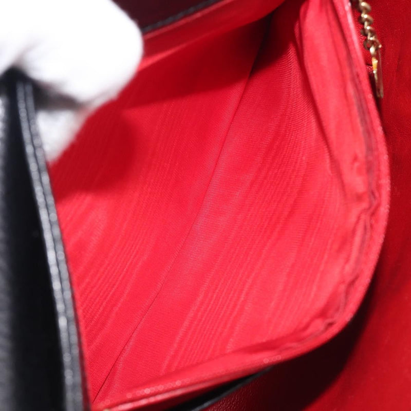 Celine Vintage Circle Logo Leather Black Bag