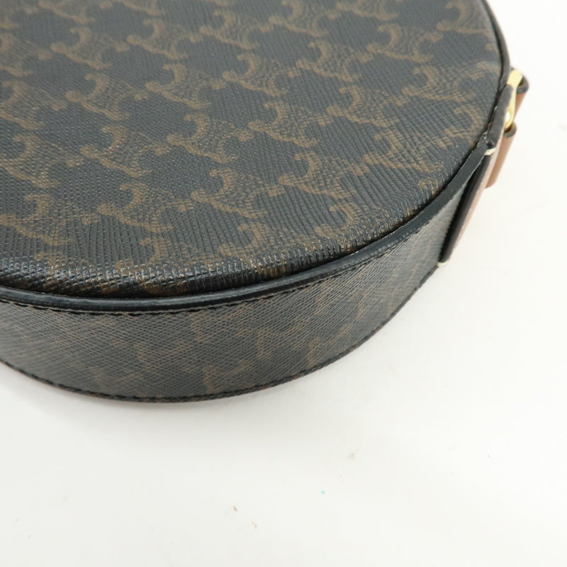 Celine Round Purse On Strap Triomphe Coated Canvas Brown Bag