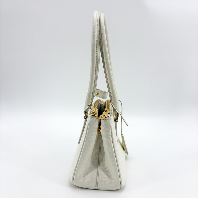 Prada Galleria Double Zip Saffiano Leather White Bag