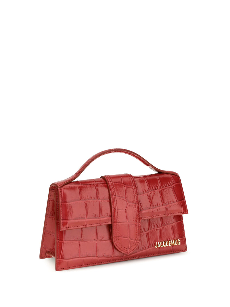 Jacquemus Le Grand Bambino Shoulder Bag — Red Crocodile-embossed Leather