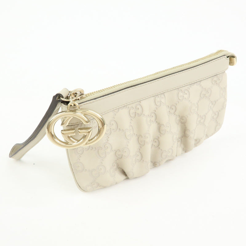 Gucci Heart Wristlet Guccissima Leather Beige Bag