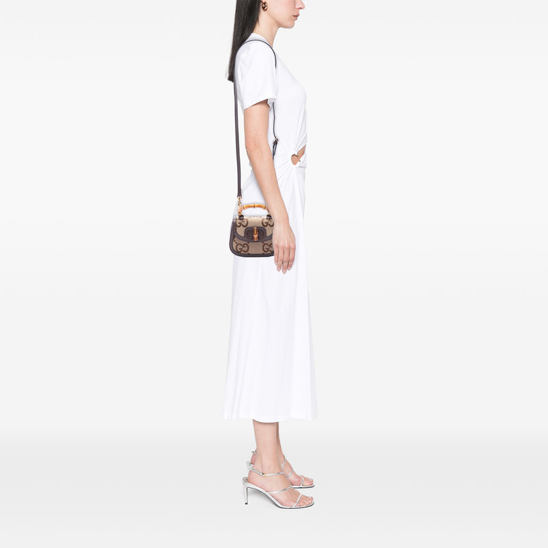 Mini Jumbo GG Canvas 1947 Bamboo Top Handle Bag - Image 6