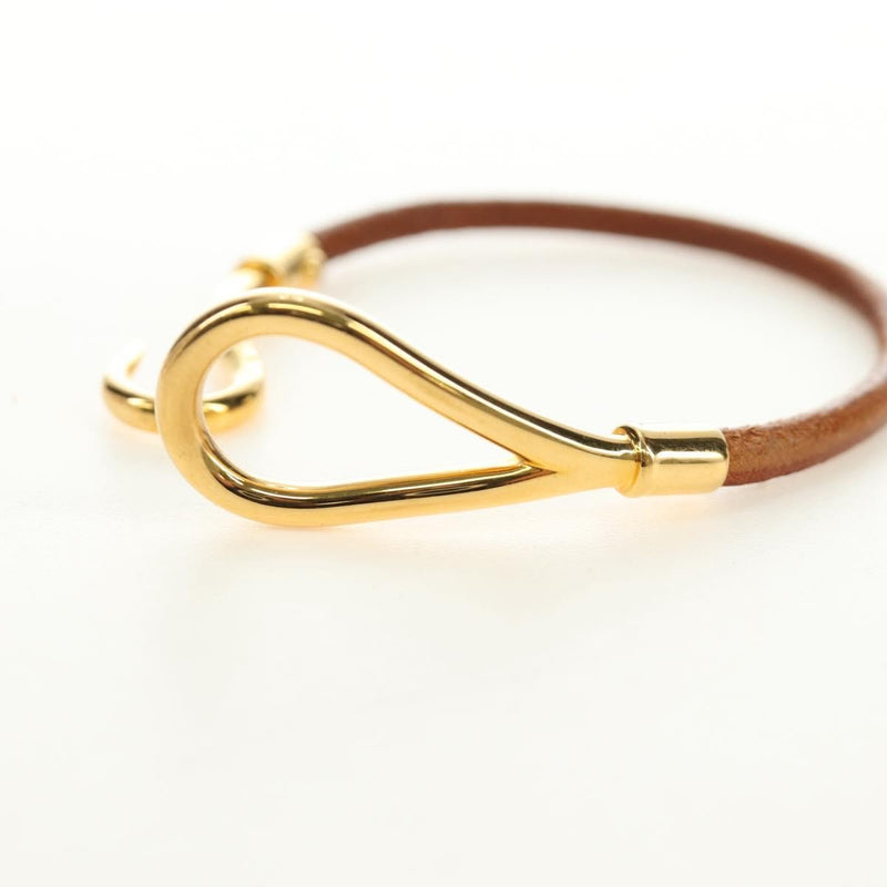 Hermes Jumbo Hook Braided Leather And Metal Brown Bijoux