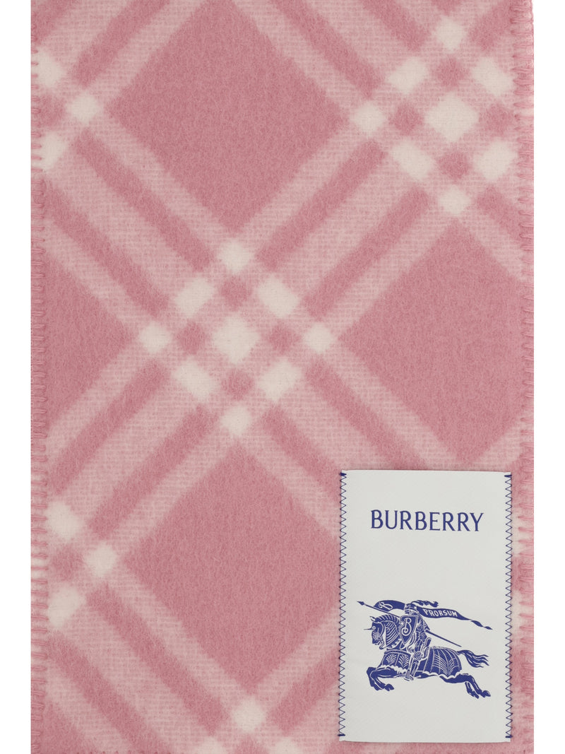 Burberry Check Scarf — Pink Merino Wool Ovis Aries Scarfs
