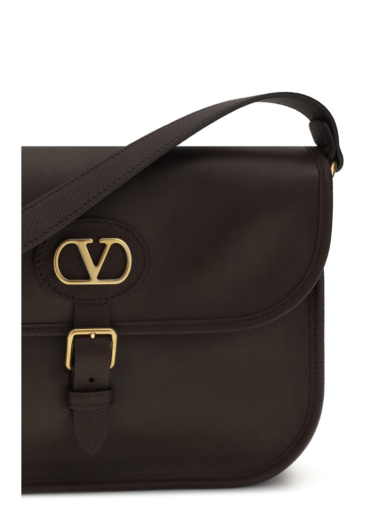 Valentino Garavani Antibes Shoulder Bag — Brown Calf Leather