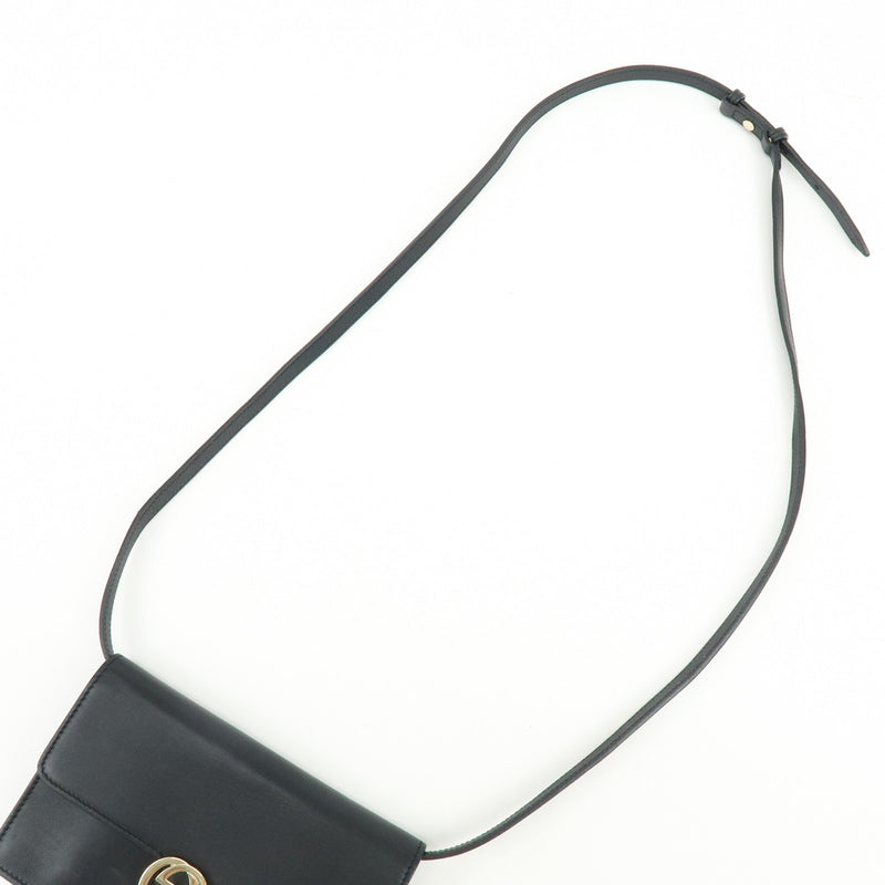 Gucci Interlocking Wallet On Chain Leather Black Bag