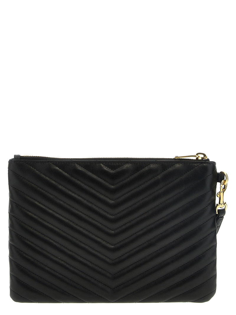 Saint Laurent Clutch — Black Matelassé Leather
