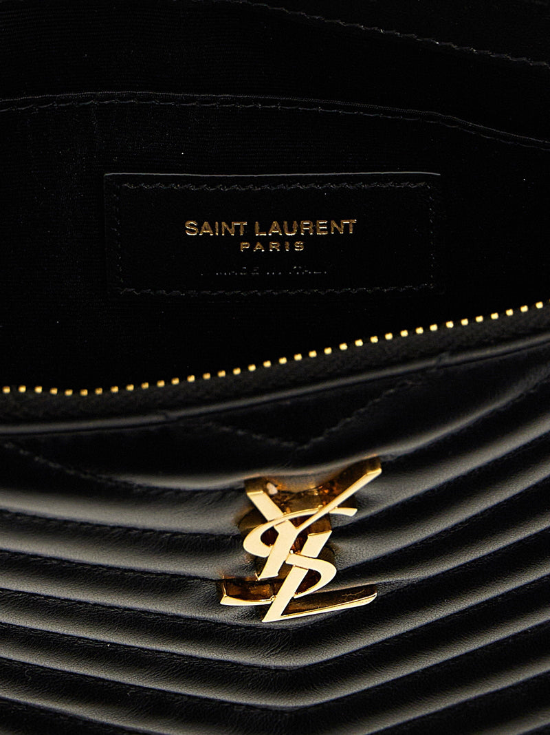 Saint Laurent Clutch — Black Matelassé Leather
