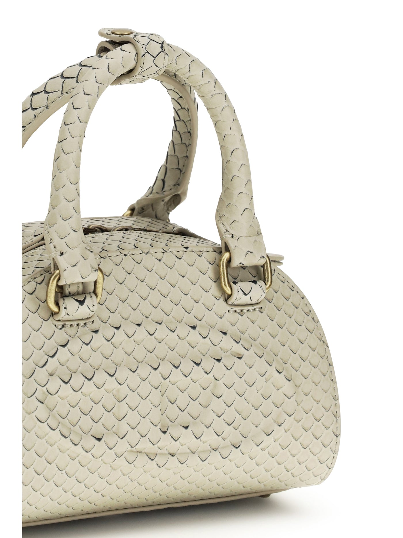 Diesel 1dr Dome Top Handle Bag — Beige Calf Leather