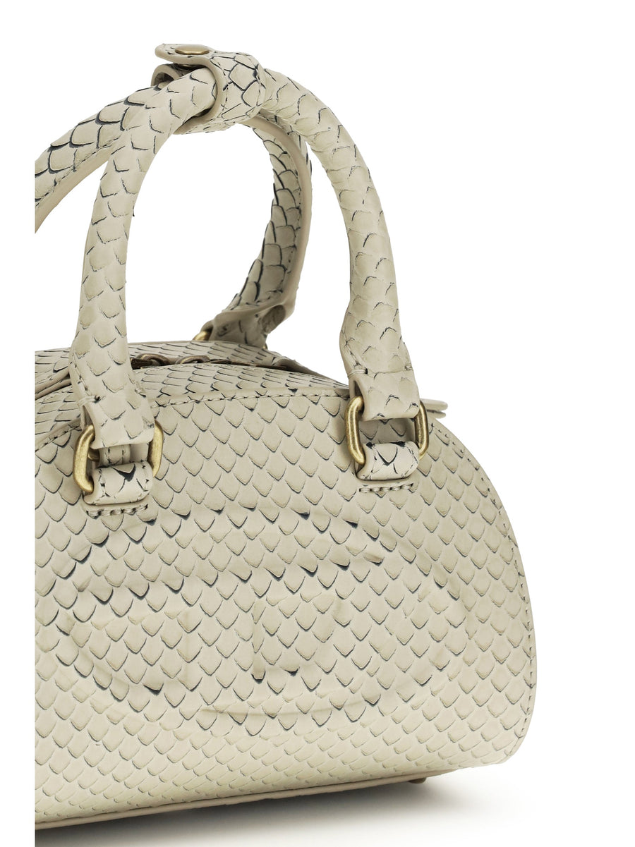 Diesel 1dr Dome Top Handle Bag — Beige Calf Leather
