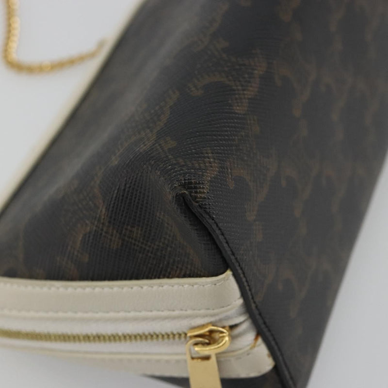 Celine Zip Around Chain Clutch Triomphe Coated Canvas Brown