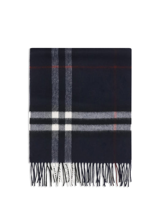 Burberry Cashmere Check Scarf — Navy Kashmir/capra Hircus Scarfs