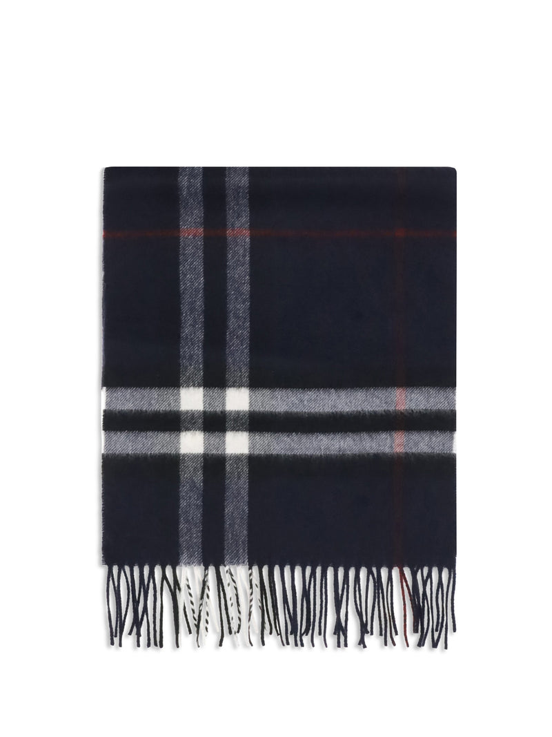 Burberry Cashmere Check Scarf — Blue (capra Hircus) Scarfs