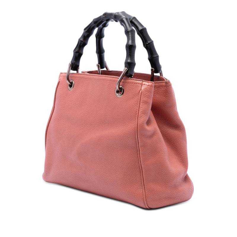 Small Calfskin Bamboo Shopper Satchel - Image 2