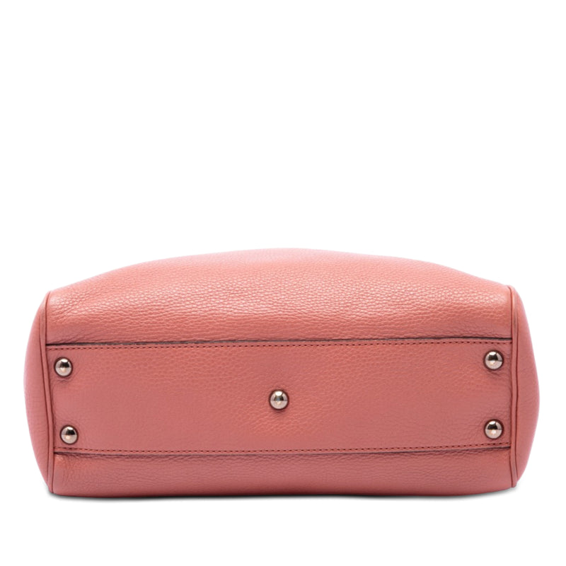 Small Calfskin Bamboo Shopper Satchel - Image 3
