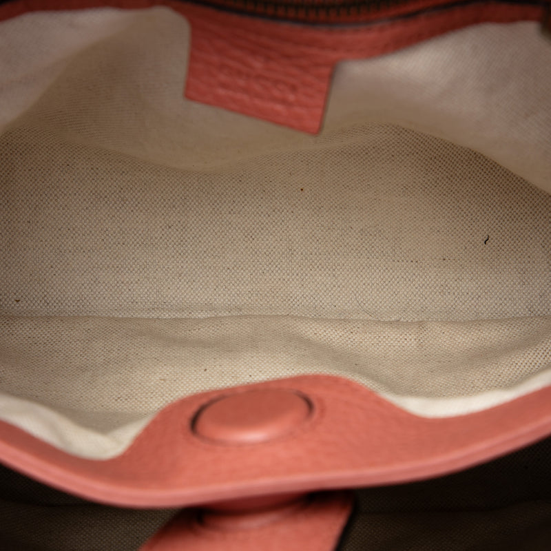 Small Calfskin Bamboo Shopper Satchel - Image 4