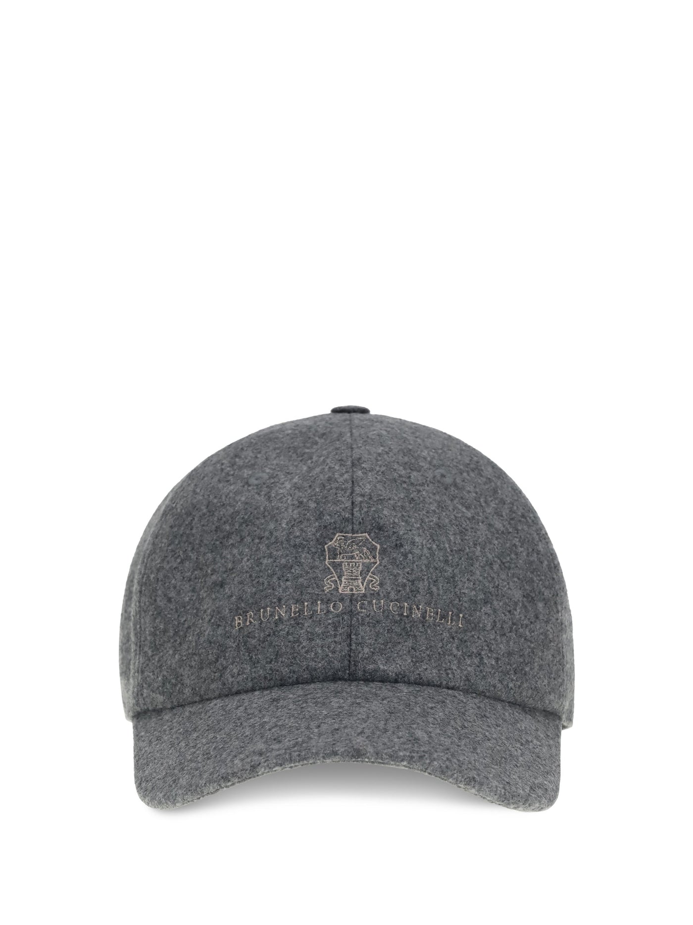 Brunello Cucinelli M038p9850 Logo-Embroidered Baseball Cap — Gray Fleece Wool Ovis Aries Caps