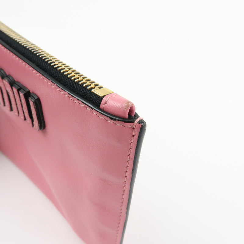 Miu Miu Logo Chain Clutch Shearling Pink Leather