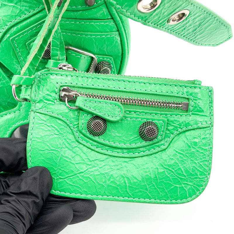 Balenciaga Le Cagole Giant Spikes Leather Green Bag