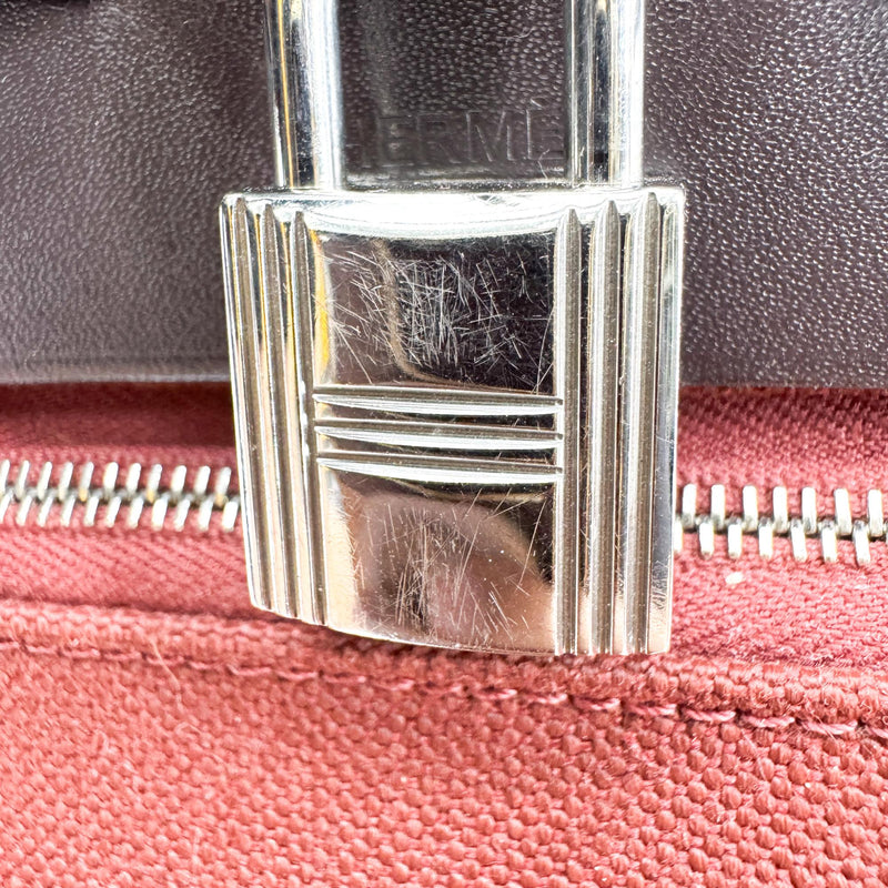 Hermes Herbag Zip Leather And Toile Brown Canvas Bag