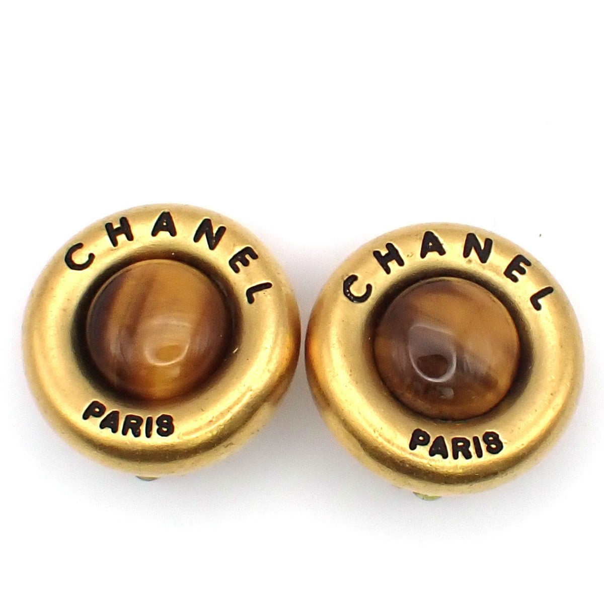 Chanel Vintage Round Cc Button Clip-On Metal And Faux Pearl Gold Gold_plated Bijoux