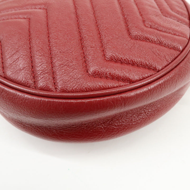 Gucci Gg Marmont Round Matelasse Leather Red Bag