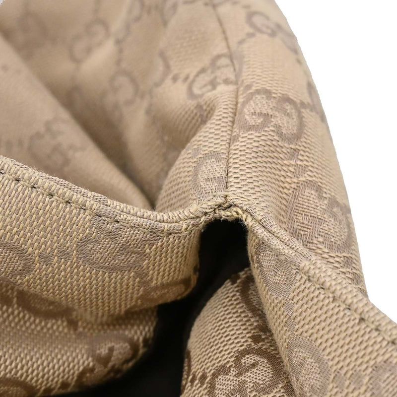 Gucci Bamboo Frame Satchel Gg Canvas Beige