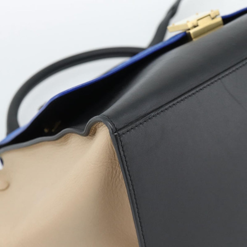 Celine Trapeze Leather With Suede Blue Bag