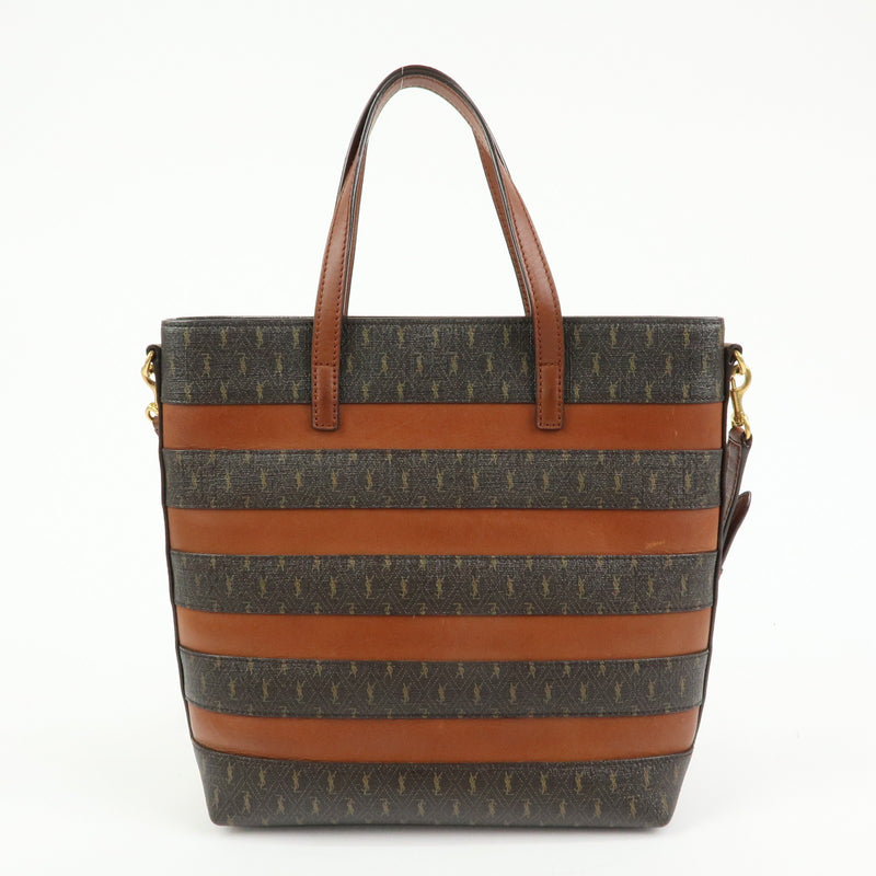 Saint Laurent Le Monogramme Shopper Monogram All Over Coated Canvas And Leather Brown Pvc Bag