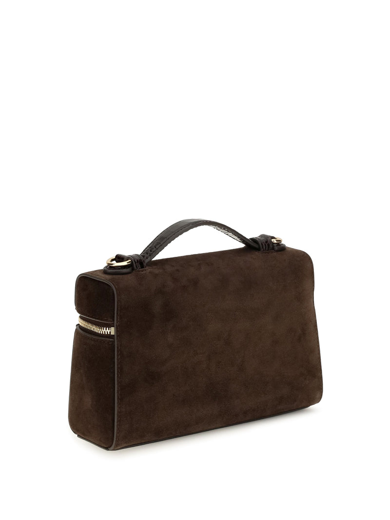 Tory Burch Romy Top Handle Bag — Brown Suede
