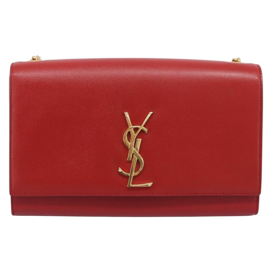 Saint Laurent Classic Monogram Flap Chain Leather Red Bag