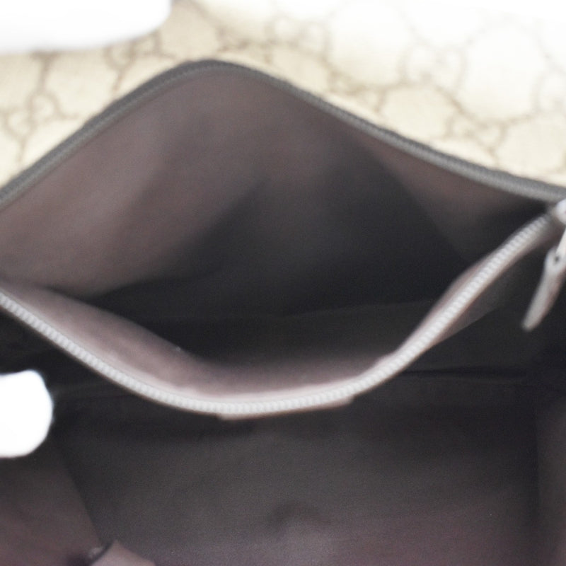 Gucci Web Strap Messenger Gg Coated Canvas Brown Leather