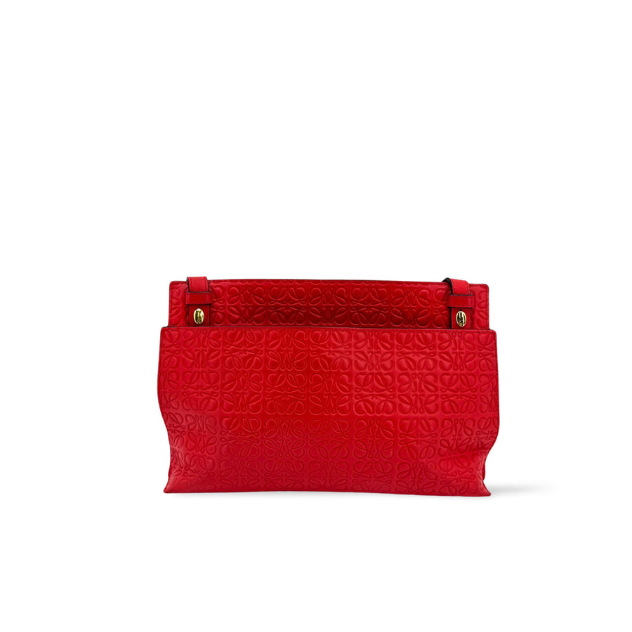 Loewe T Messenger Anagram Embossed Leather Red Calfskin