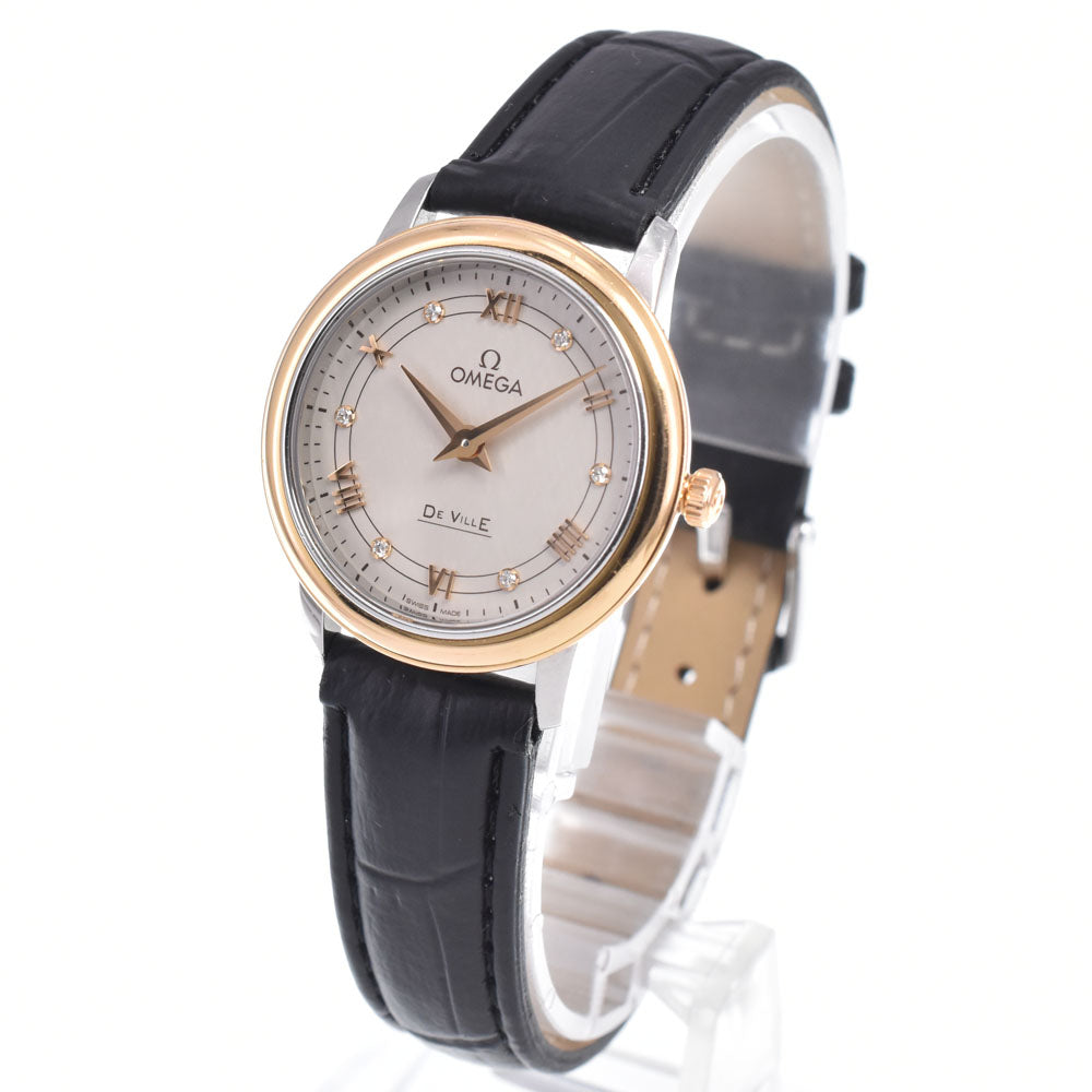 Omega De Ville Prestige Quartz Stainless Steel And Rose Gold With Diamond Markers Watches