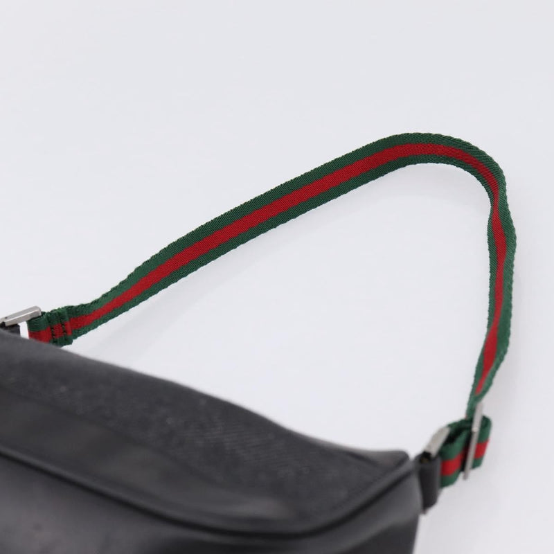 Gucci Web Sherry Line Accessory Pouch Denim & Leather Black Canvas