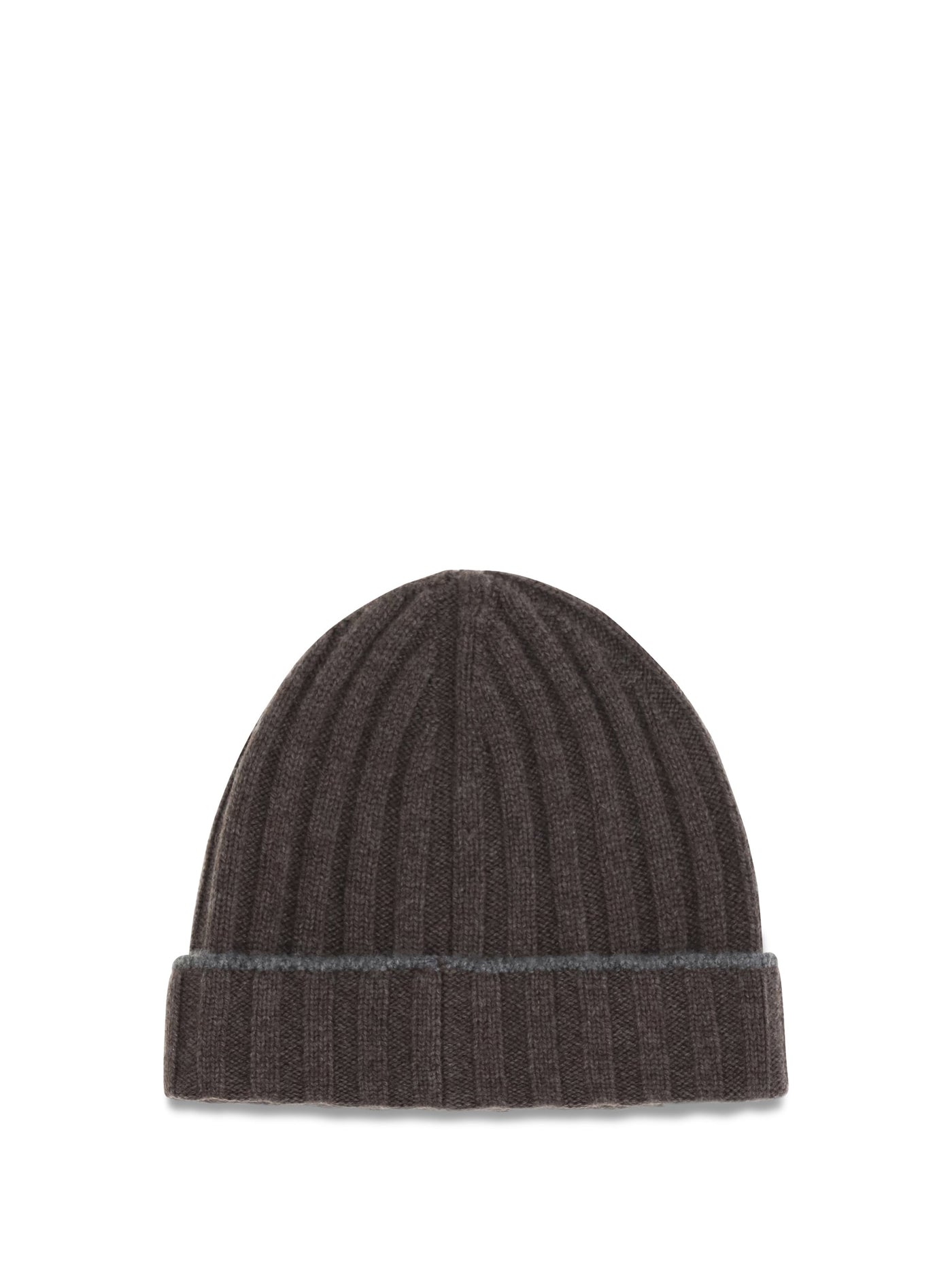 Brunello Cucinelli M2240900 Ribbed Cashmere Beanie — Brown Kashmir/capra Hircus Beanies