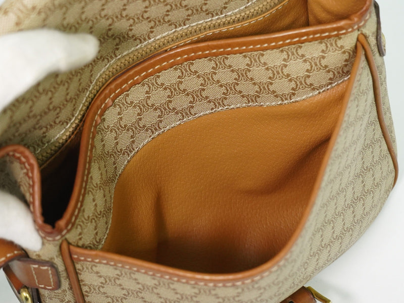 Celine Vintage Macadam Canvas And Leather Beige Bag