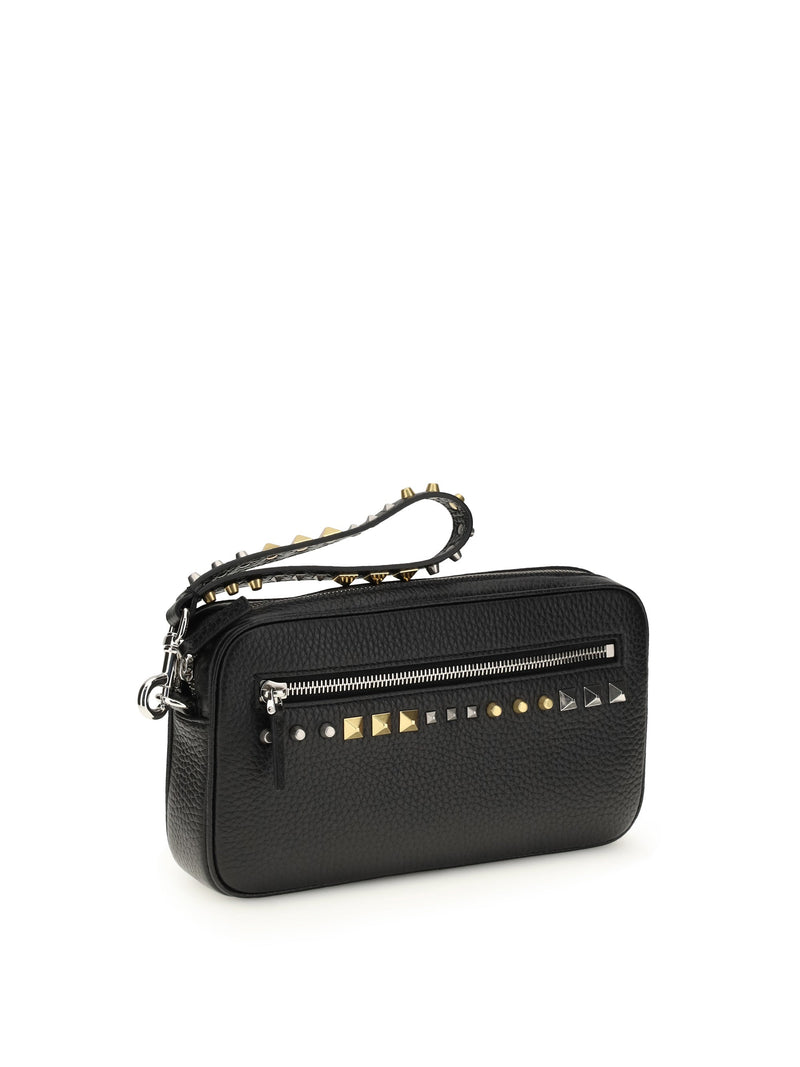 Valentino Garavani Rockstud Wallet — Black Calf Leather Bos Taurus