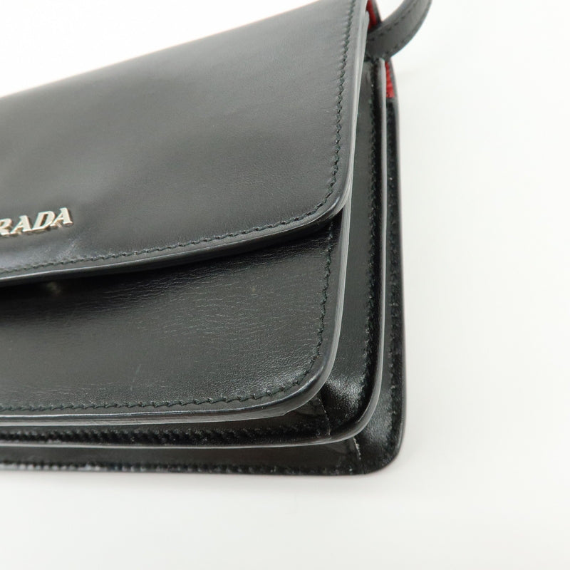 Prada Wallet On Strap City Calfskin Black Leather Bag