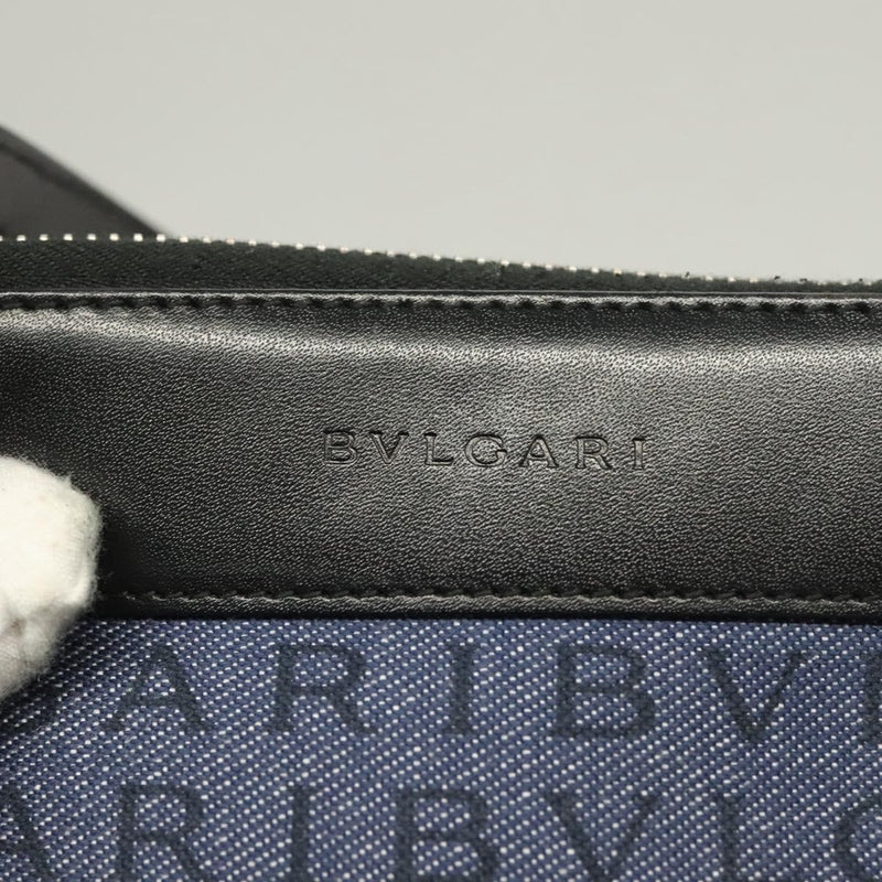 Bvlgari Logomania Canvas With Leather Blue Bag