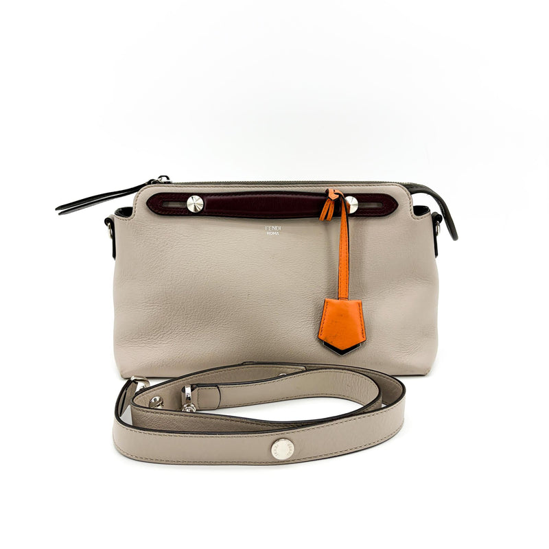Fendi Boston Sequin Embellished Zucchino Coated Canvas Beige Leather Bag