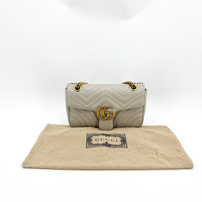 Gucci Gg Marmont Flap Matelasse Leather Gold Bag