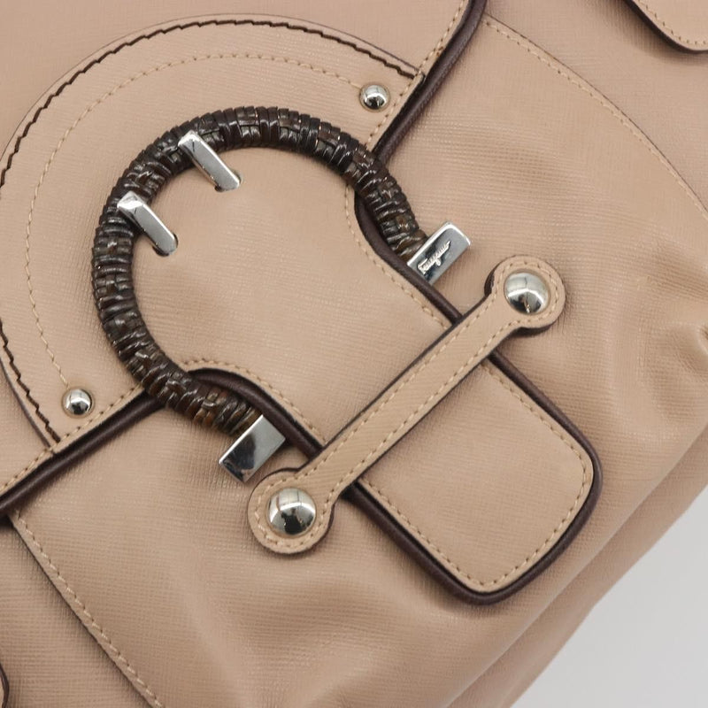 Salvatore Ferragamo Gancini Leather Beige Bag