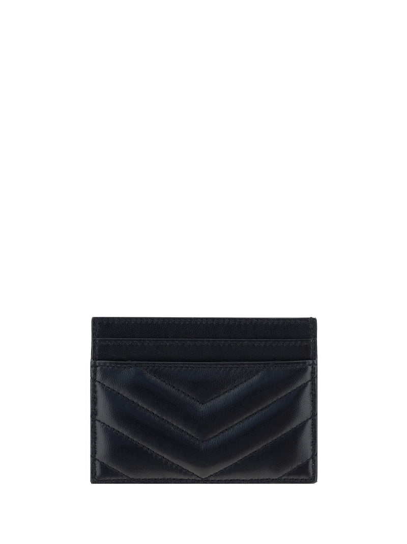 Saint Laurent Quilted Lambskin Card Case — Black Wallets & Purses