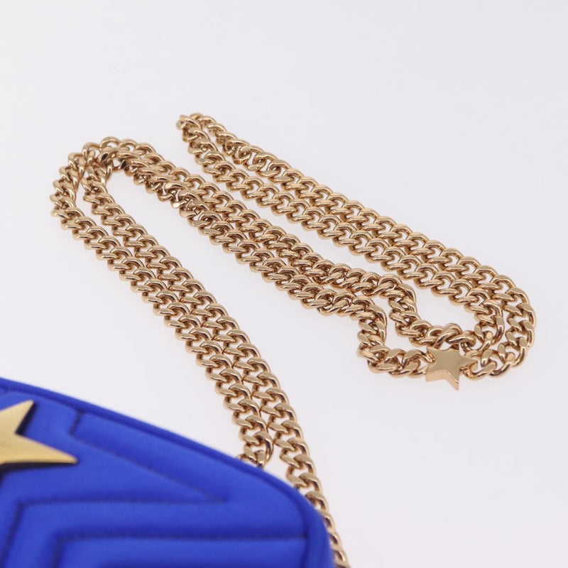 Stella Mccartney Star Camera Quilted Satin Blue Bag
