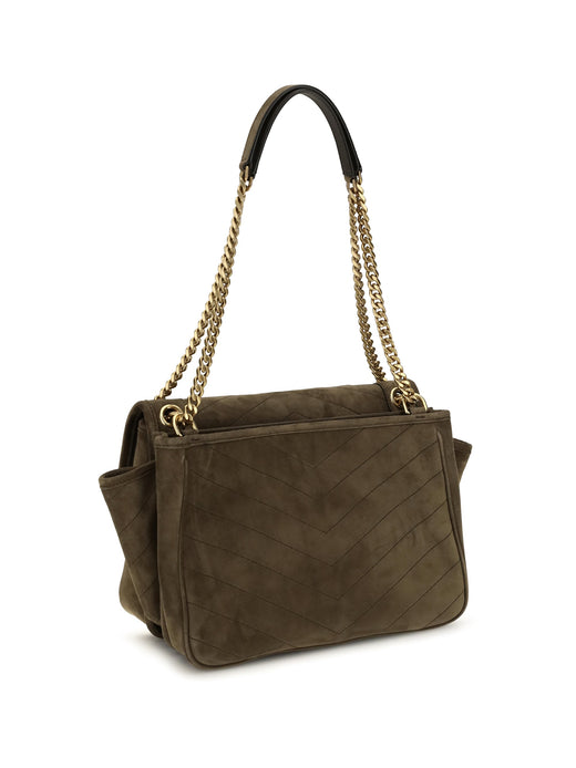 Saint Laurent Niki Tripouch Shoulder Bag — Brown Suede